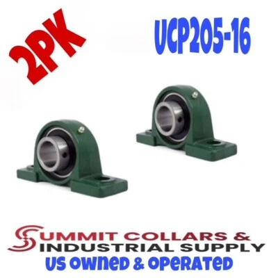 Rolamento de bloco de travesseiros UCP205-16 1 pol. furo BASE SÓLIDA auto-alinhamento 2 parafusos (2PK) - Imagem 1 de 2