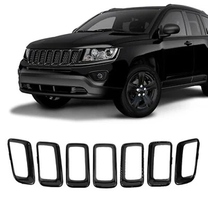 7 Pcs Front Bumper Rings Grill Vent Insert Trim Cover For Jeep Compass 2011-2017 - Picture 1 of 10