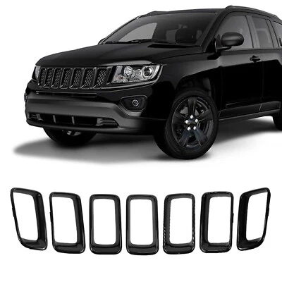 7 Pcs Front Bumper Rings Grill Vent Insert Trim Cover For Jeep Compass 2011-2017 - Image 1 of 4