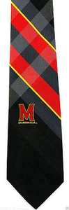 Maryland Terps Men's Necktie College University Logo Plaid Black Neck Tie - Picture 1 of 3
