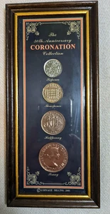 50th Anniversary English Coronation Collection 4 Four Coins Framed 2001 England - Picture 1 of 4
