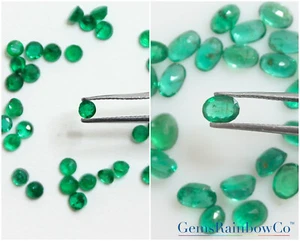 Natural Emerald Round, Oval Faceted Loose Gemstones, Green Zambian Emerald, #998 - Picture 1 of 21