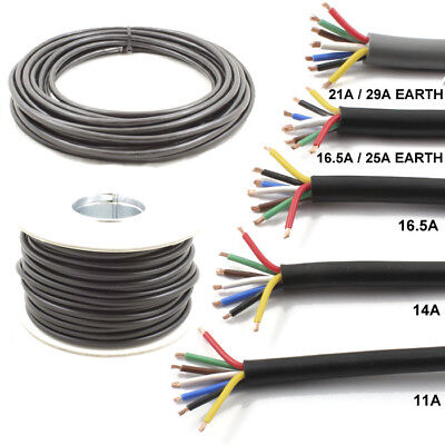 7 Core Cable 12v 24v Wire (11A 14A 16.5A 21A) Caravan Trailer LED / Bulb Lights  • 59.95£