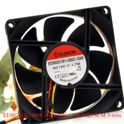 1pc SUNON EE80251B1-000C-G99 12V 1.7W 8025 8CM 3-wire Cooling Fan NEW - Image 1 of 4