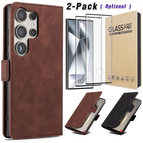 For Samsung Galaxy S24 Ultra 5G Case Flip Leather Wallet Cover Screen Protector
