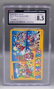 CGC 8.5 Japanese SUPER MARIO WORLD TV panic Promo PHONE CARD Nintendo SNES Japan - Picture 1 of 3