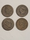 Lot of four large cents coronet and braided 1819 1831 1839 1840