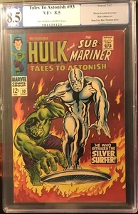 Tales To Astonish #93 Pgx VF+ 8.5 Silver Surfer Vs Incredible Hulk! Marvel 1967 - Picture 1 of 2