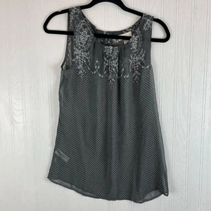 LOFT GRAY FLORAL SLEEVELESS TANK SIZE SMALL - Picture 1 of 4