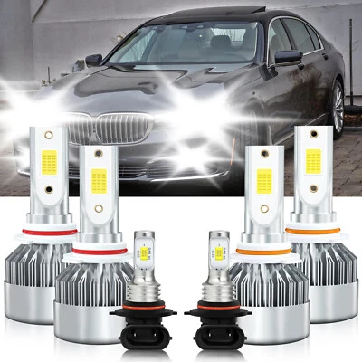 For BMW 740i 1993-1994 LED Headlight Bulbs High Low Beam Fog Light Kits 6000K - Image 1 of 4
