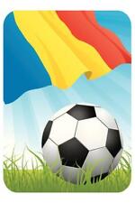 Romania Soccer Ball and Flag Sports Cubicle Locker Mini Art Poster 8x12
