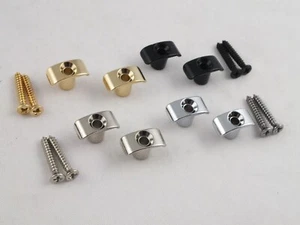 Pair of FENDER ULTRA STRING GUIDES Stainless Steel in Chrome Nickel Black & Gold - Picture 1 of 12
