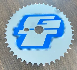 GT Chain Wheel Components 44Tooth Freestyle Chain Pro GT STAMPED *SILVER & BLUE* - Picture 1 of 4
