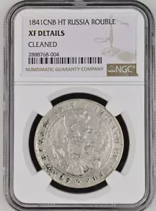 1841 СПБ НГ RUSSIA Empire Rouble Silver Coin Nicolas I NGC XF-Details - Foto 1 di 4