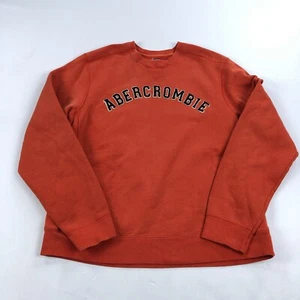 Y2K Abercrombie & Fitch Spell Out Crewneck Mens Sweatshirt Large Orange Vintage - Picture 1 of 9