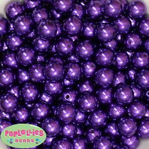 14mm Dark Purple Acrylic Faux Pearl Bubblegum Beads Lot 20 pc. chunky gumball