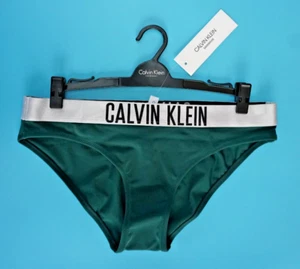 CALVIN KLEIN LADIES CLASSIC BIKINI SWIM BRIEFS DARK GREEN PONDEROSA PINE XS UK 8 - Picture 1 of 7