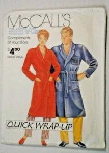 McCalls 0011 Unisex Adult Robe Sewing Pattern Size S-XL New - Picture 1 of 3