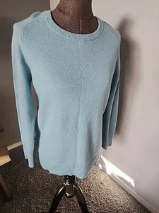 HALOGEN Size M Women Blue 100% Cashmere Crew Neck Long Sleeve Winter Sweater - Picture 1 of 6