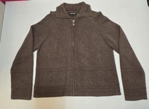 Jeanne Pierre braun durchgehender Reißverschluss Kragen Baumwolle Pullover Cardigan Größe Medium - Bild 1 von 9
