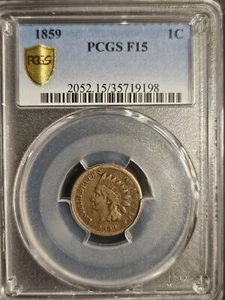 1859 Indian Head Cent * PCGS F15 * Copper-Nickel * One Year Type Coin - Picture 1 of 4