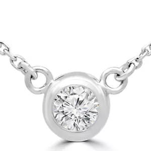 Collier 0,23 ct rund VS1 F Diamant Zargenfassung 14 K Weißgold - Bild 1 von 3