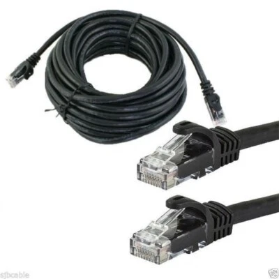 25FT 25feet CAT6 CAT6 RJ45 24AWG UTP Patch Cord Network Ethernet LAN Cable Black - Image 1 of 2