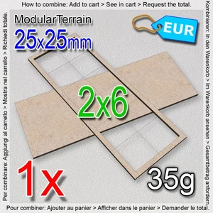 1x MDF Movement Tray 6x2 2x6 (F 0mm) 25mm Square Base Warhammer 40k Wargames - Bild 1 von 6