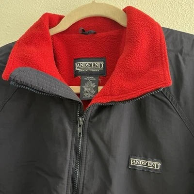 Chaqueta de Colección Lands End Squall Para Hombres L Azul Marino Bombardero Polartec Forrada de Vellón Foto 1 de 4