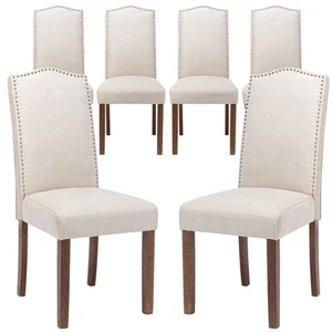 Stylish Upholstered Parsons Dining Chair with Silver Nailhead Trim and Sturdy... - Picture 1 of 9