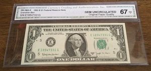 1963 B $1 JOSEPH BARR Federal Reserve Note GEM uncirculated CGA 67 - Picture 1 of 2