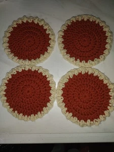 Pumpkin Pie Coasters - Set of 4 - NEW - Crocheted handmade - Picture 1 of 3