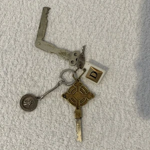 Antique Brass Cross Church Door Keys + Fold Out Vintage Skeleton And Pendant - Picture 1 of 14