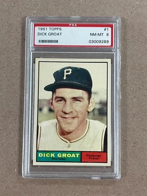 Topps Dick Groat #1 Pittsburgh Pirates 1961 graduado PSA 8 casi nuevo-como nuevo  Foto 1 de 2