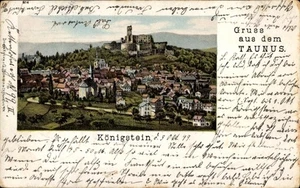 Litho Königstein im Taunus, vista general con ruina - 4773113 - Imagen 1 de 2
