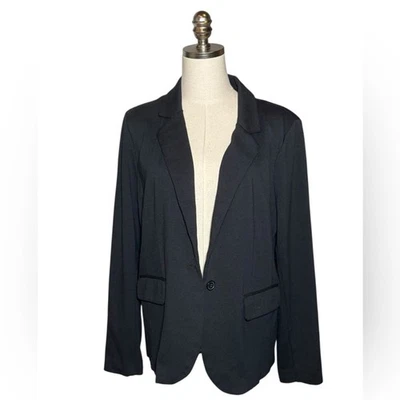 Blazer Nordstrom Cuello Único Botón Suave Negro Texturizado Chaqueta XL Foto 1 de 4