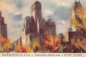 Postal Barbizon Plaza Hotel Central Park View Nueva York Años 40 Otoño SIN PUBLICAR - Imagen 1 de 2