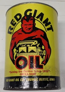Lata vacía de aceite gigante roja lata de cartón de papel vintage rara - Imagen 1 de 10