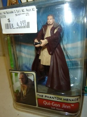 NUEVO 3.75" Qui Gon Jinn (MOC) Star Wars Phantom Menace (2002) Hasbro Foto 1 de 3