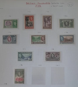 British Honduras Page of stamps KGVI 1938 Set to 50c LMM & SG159 Used - Picture 1 of 3