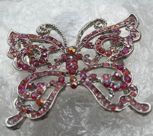 Dorn- Gürtelschliesse Strass kirschrot ( pink-gold Schimmer ( Metall silber) - Bild 1 von 2