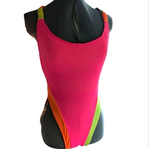 Vintage 80s Damen Neon Ocean Pacific High Cut Open Back Badeanzug - Bild 1 von 8