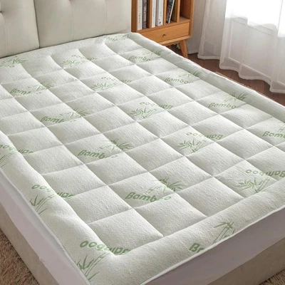 King Mattress Pad Topper with Soft 150x200cm(King bed), Bamboo-300gsm Filling  - Image 1 of 4