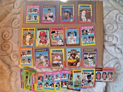 Lote de mini béisbol 1975 Topps vintage Rice Hernández novato Rose Nolan Aaron Foto 1 de 3