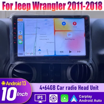 10''Wireless Carplay Android Auto HeadUnit Car Radio For Jeep Wrangler 2011-2018 - Image 1 of 4