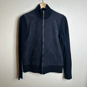 Vintage Ralph Lauren Golf Full Zip Sweater Jacket Womens M Wool Cashmere Suede - Picture 1 of 12