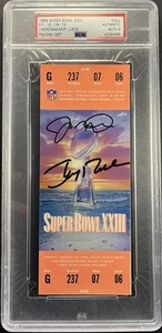 1989 Super Bowl XXIII Ticket Dual Signed Joe Montana Jerry Rice PSA DNA 9 Auto - Picture 1 of 2