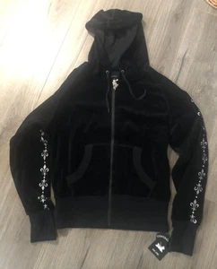 Sudadera Central Park Mujer Pequeña Negra Cremallera Sudadera con Capucha Flor de Lis Nueva con Etiquetas - Imagen 1 de 8