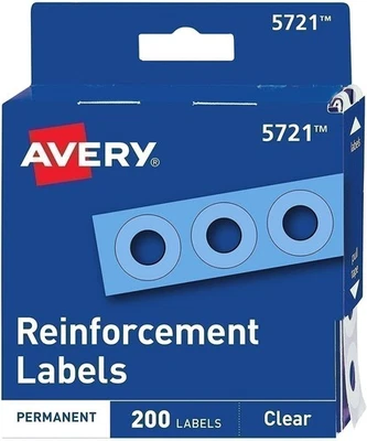 Avery Hole Reinforcements, Clear, 200 Labels (5721) - Image 1 of 4