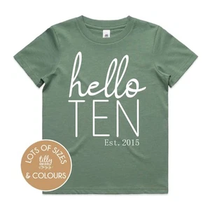 Hello Ten Birthday Shirt, 10th Birthday Outfit, Double Digits, Kids Tee Gift - Picture 1 of 13